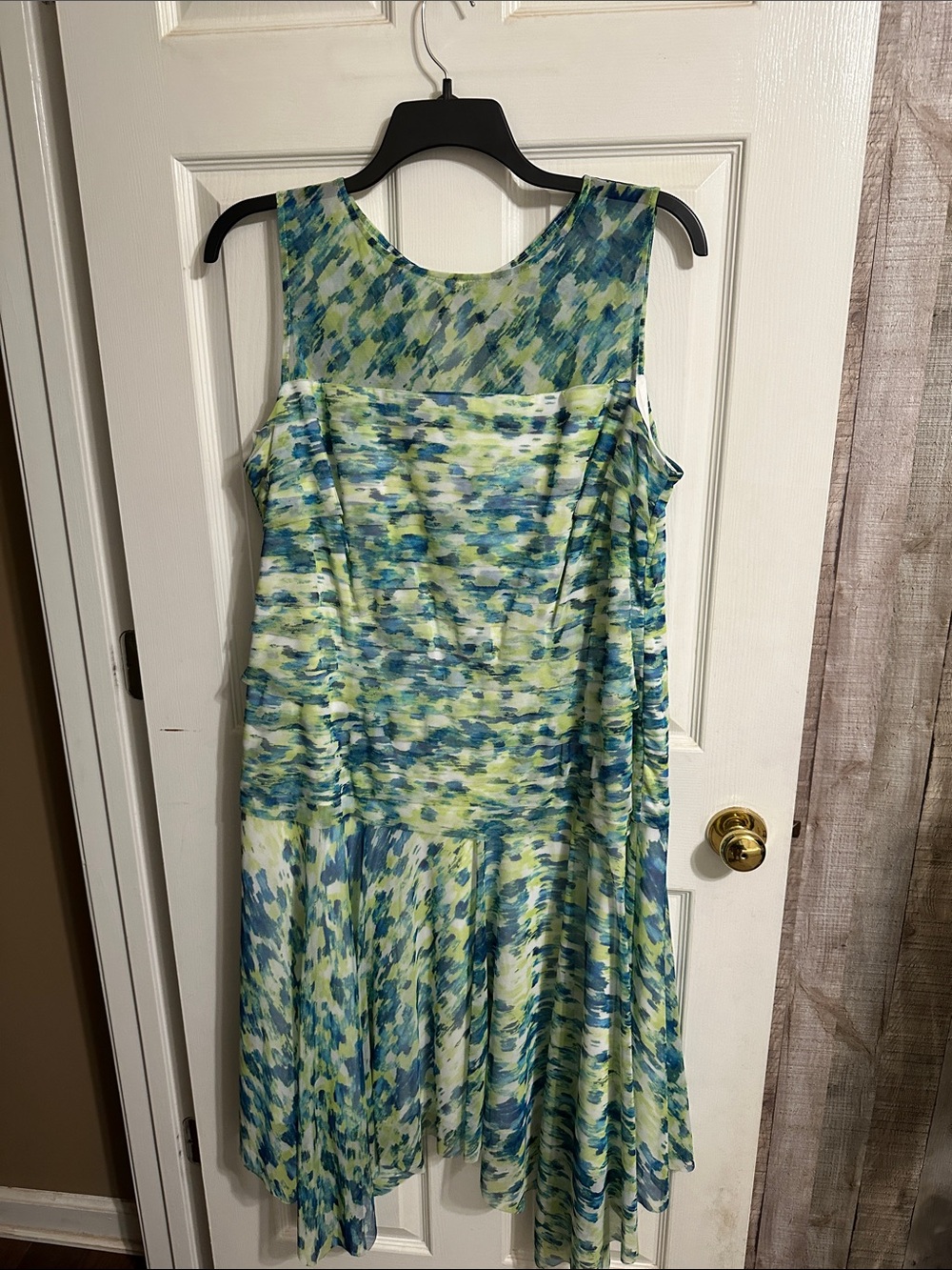 London Times Blue & Green Watercolor Midi Dress